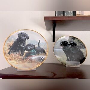 2x Franklin Mint Heirloom 8” plates Labrador Sporting Companions/Beginners’ Luck
